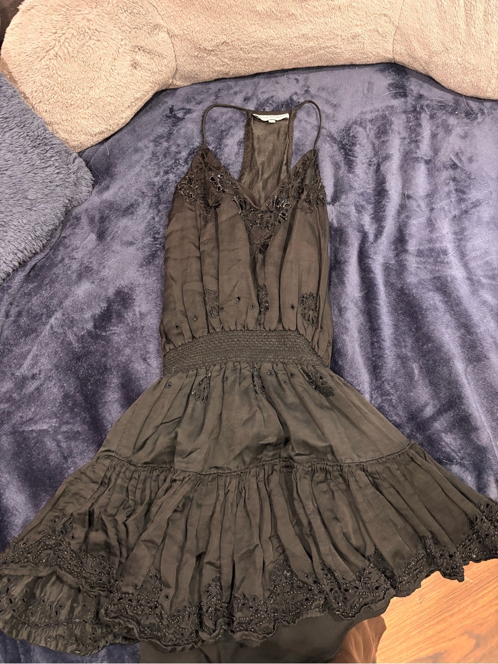 Karina Grimaldi Black Embroidered Mini Dress